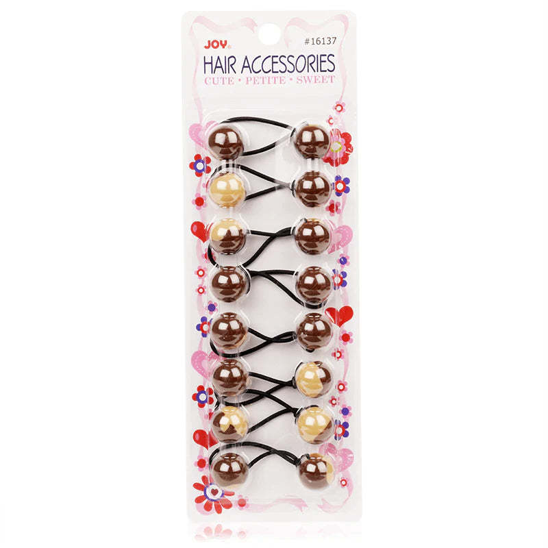 Joy Twin Beads Ponytailers Brown 20mm 8ct #16137