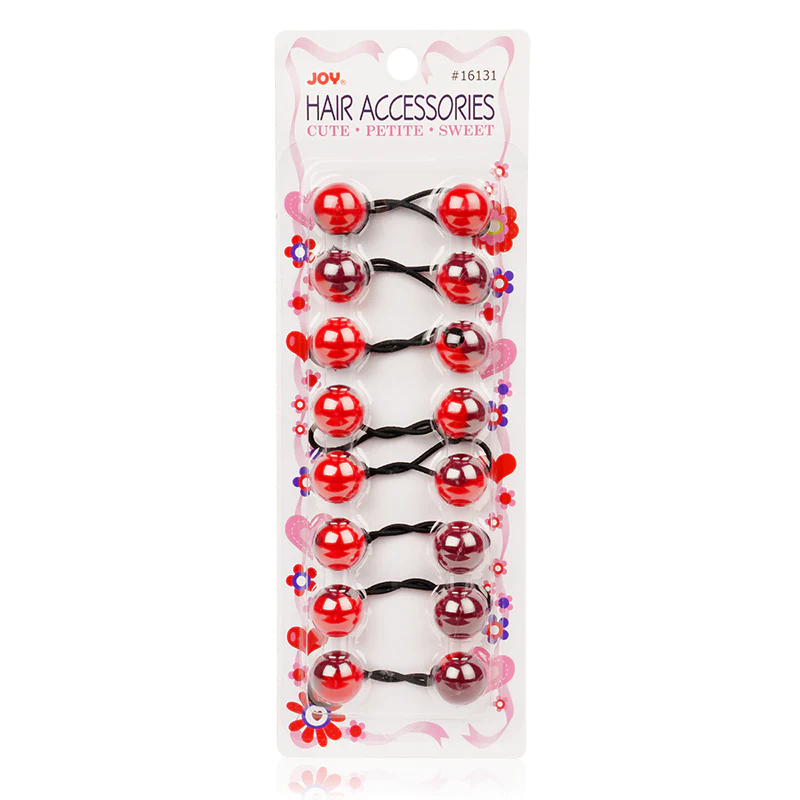 Joy Twin Beads Ponytailers Red 20mm 8ct #16131