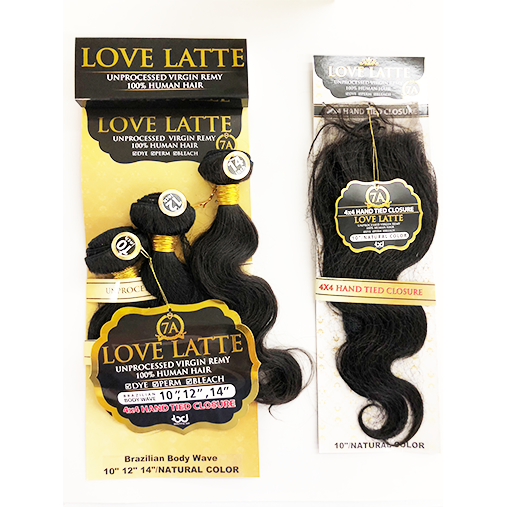 Love Latte 7A Brazilian Bundle Multi Pack w/ Lace Closure  - Body Wave