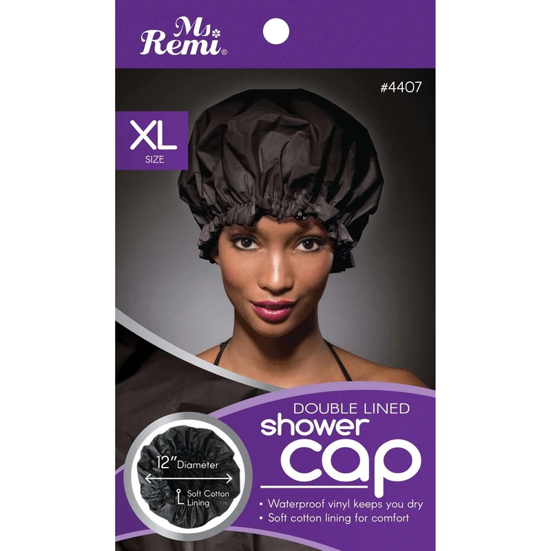 Ms. Remi Deluxe Shower Cap Xl Black Double Lined #4407