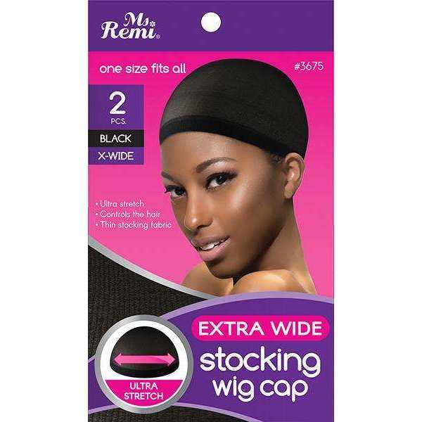Ms. Remi Extra Wide Stocking Wig Cap 2Pc Black #3675